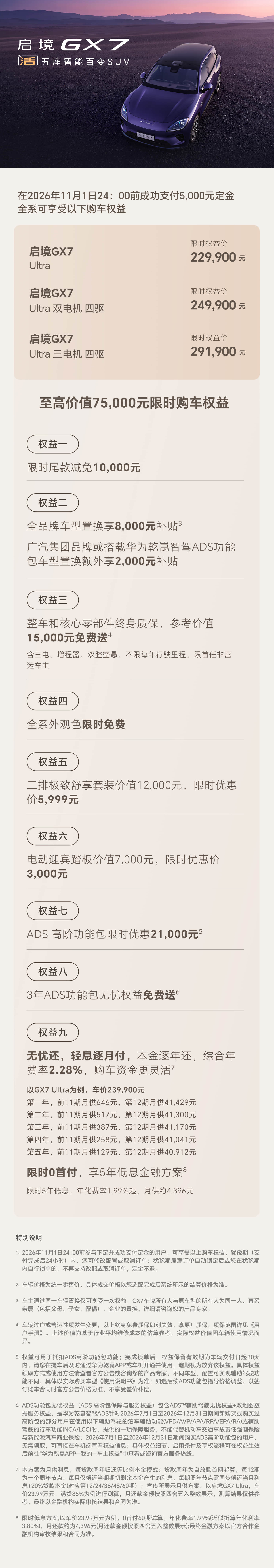 启境GX7 购车权益